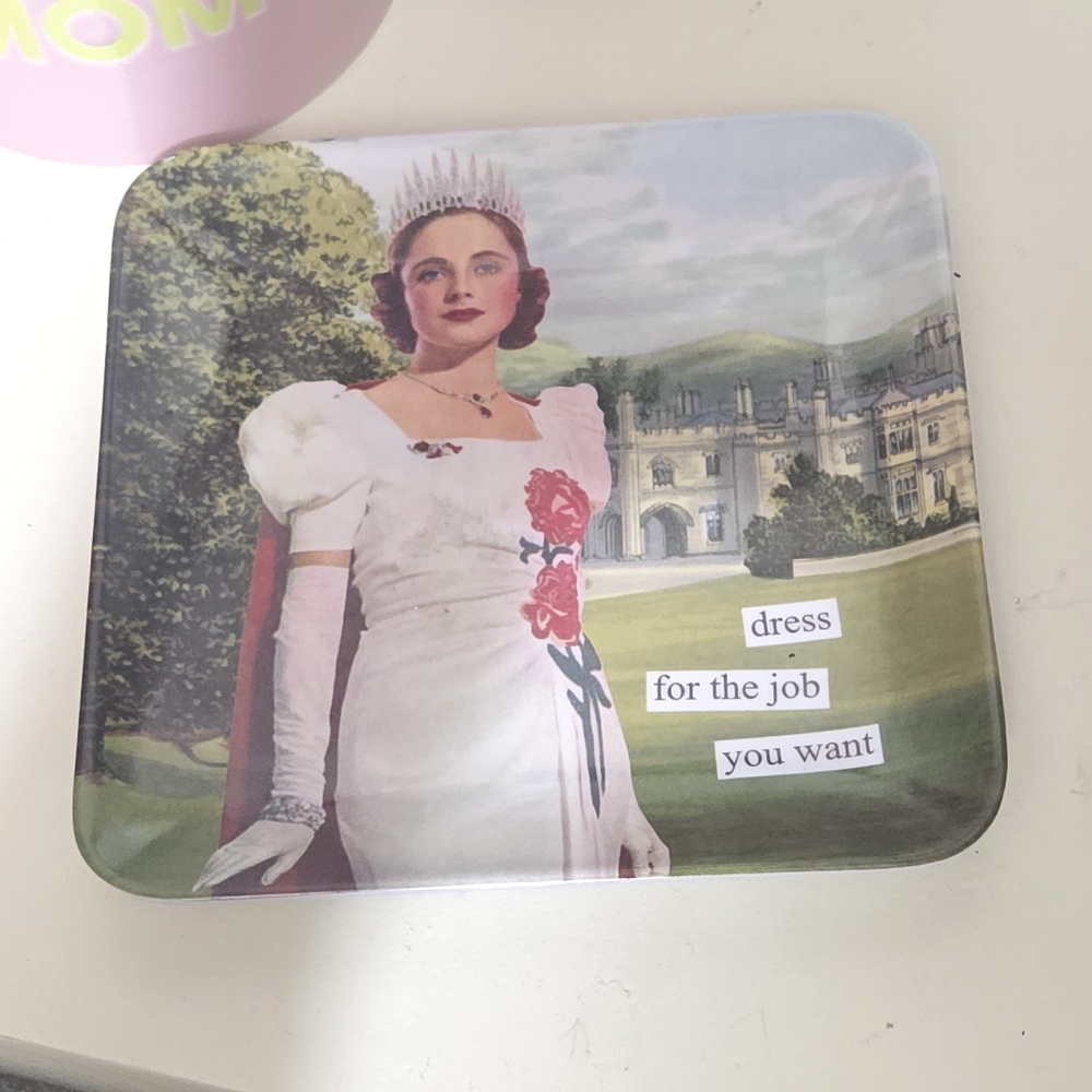 Vintage Royal Lady Decorative Dish with Pink Floral Dress